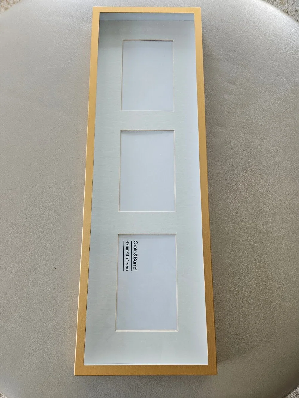 Crate&Barrel Matte Gold Triple Photo Frame